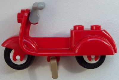 Scooter with Dark Tan Stand, Light Bluish Gray Handlebars, and White Wheels