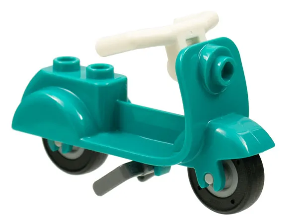 Scooter with Dark Bluish Gray Stand, White Angular Handlebars, and Light Bluish Gray Wheels