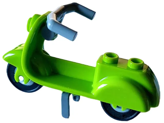 Scooter with Dark Bluish Gray Stand, Light Bluish Gray Angular Handlebars, and Light Bluish Gray Wheels