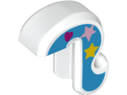 Cat Tail with Dark Azure Sides and Stars and Hearts Pattern