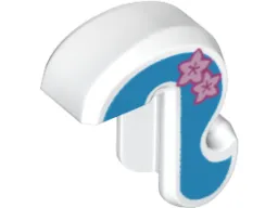 Cat Tail with Dark Azure Sides and Dark Pink Flowers Pattern