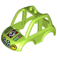 Duplo Car Body High Cab 2 Top Studs with Yellow Headlights, Number '5' and 'Octan' Pattern