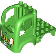 Duplo Car Body Truck 4 x 4 Flatbed with 4 Top Studs with Grille, Headlights, and 'MIX456' Pattern