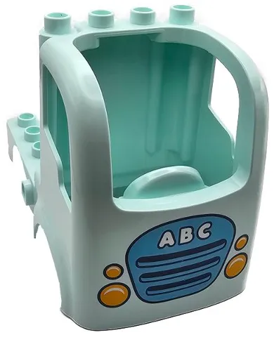 Duplo Car Body Truck 4 x 4 Flatbed with 4 Top Studs with Grille, Headlights, and 'ABC' Pattern