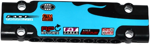 Technic, Panel Plate 3 x 11 x 1 with Sponsor Logos on Medium Azure Flame Pattern Model Left Side (Sticker) - Set 42050
