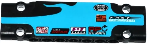 Technic, Panel Plate 3 x 11 x 1 with Sponsor Logos on Medium Azure Flame Pattern Model Right Side (Sticker) - Set 42050