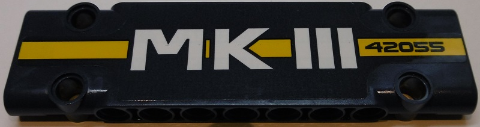 Technic, Panel Plate 3 x 11 x 1 with 'MKIII 42055' on Dark Blue and Yellow Stripe Pattern (Sticker) - Set 42055