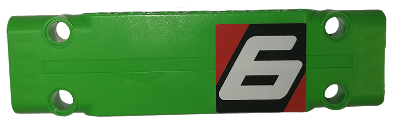 Technic, Panel Plate 3 x 11 x 1 with Number '6' on Black and Red Background Pattern Model Left Side (Sticker) - Set 42039