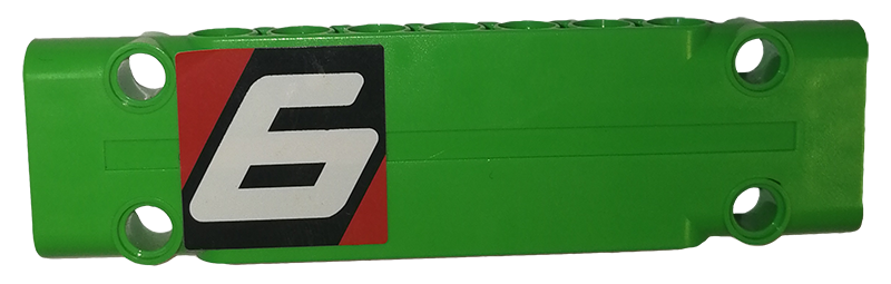 Technic, Panel Plate 3 x 11 x 1 with Number '6' on Black and Red Background Pattern Model Right Side (Sticker) - Set 42039