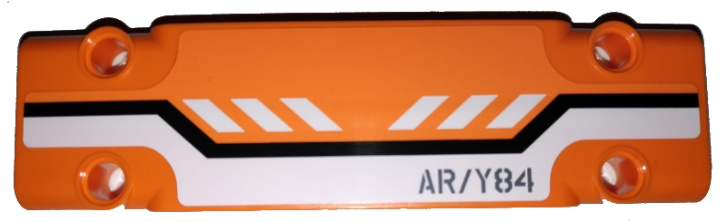 Technic, Panel Plate 3 x 11 x 1 with Black and White Stripes and 'AR/Y84' on Orange Background Pattern (Sticker) - Set 42038
