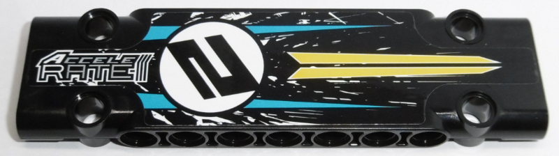 Technic, Panel Plate 3 x 11 x 1 with 'ACCELE RATE' and Number 2 Pattern (Sticker) - Set 42095