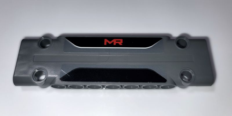 Technic, Panel Plate 3 x 11 x 1 with Red 'MR' on Black Background Pattern (Stickers) - Set 42069