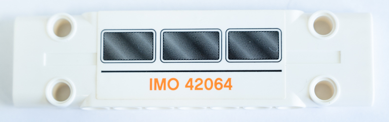 Technic, Panel Plate 3 x 11 x 1 with Three Black Windows and Orange 'IMO 42064' Pattern (Sticker) - Set 42064