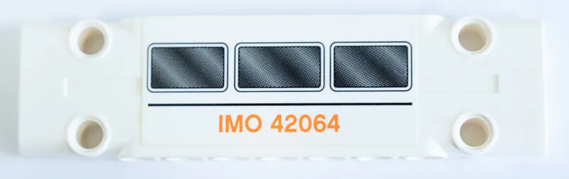 Technic, Panel Plate 3 x 11 x 1 with Three Black Windows and Orange 'IMO 42064' Pattern (Sticker) - Set 42064