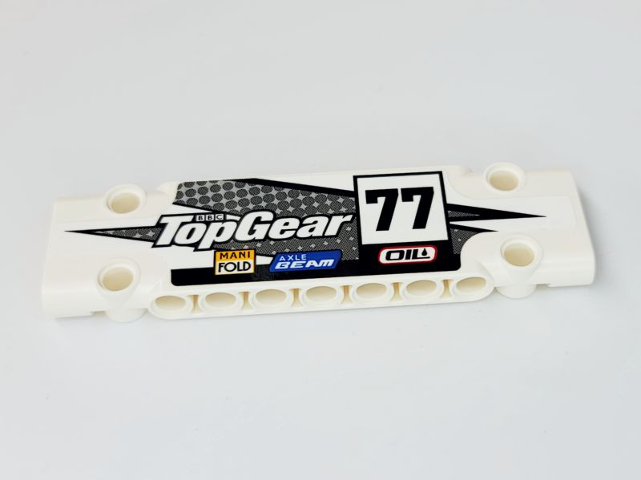 Technic, Panel Plate 3 x 11 x 1 with BBC Logo, 'Top Gear', '77', 'OIL', 'AXLE BEAM', and 'MANIFOLD' Pattern Model Right Side (Sticker) - Set 42109