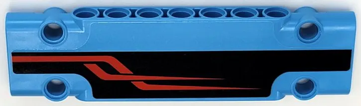 Technic, Panel Plate 3 x 11 x 1 with Red Angled Stripes on Black Background Pattern Model Left Side (Sticker) - Set 42098