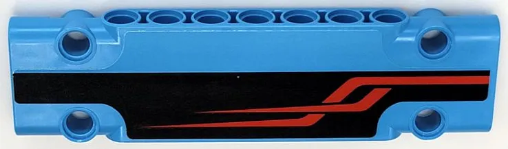 Technic, Panel Plate 3 x 11 x 1 with Red Angled Stripes on Black Background Pattern Model Right Side (Sticker) - Set 42098