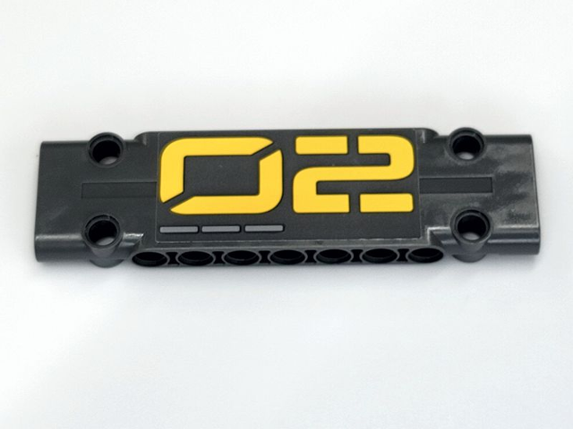 Technic, Panel Plate 3 x 11 x 1 with Yellow '02' and 3 Gray Dashes Pattern Left (Sticker) - Set 42081