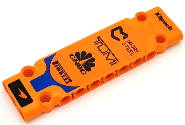 Technic, Panel Plate 3 x 11 x 1 with Klipsch, MIORI STEEL, TUMI, CNBC, Pirelli and McLaren Logos Pattern (Sticker) - Set 42141 (First Version)