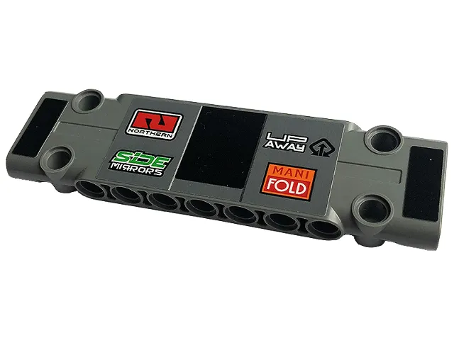 Technic, Panel Plate 3 x 11 x 1 with Black Rectangle, 'NORTHERN', 'UP AWAY', SiDE MIRRORS' and 'MANI FOLD' Pattern (Sticker) - Set 42129