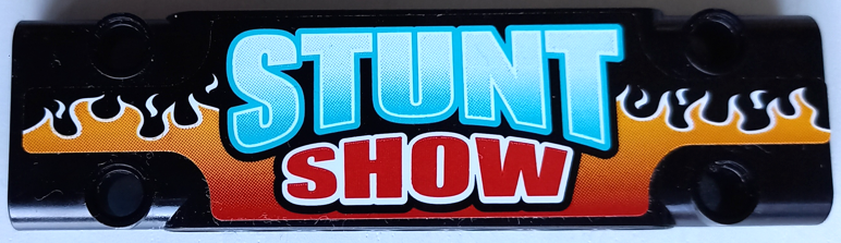 Technic, Panel Plate 3 x 11 x 1 with Medium Azure and Red 'STUNT SHOW' on Orange Flames Pattern (Sticker) - Set 42106