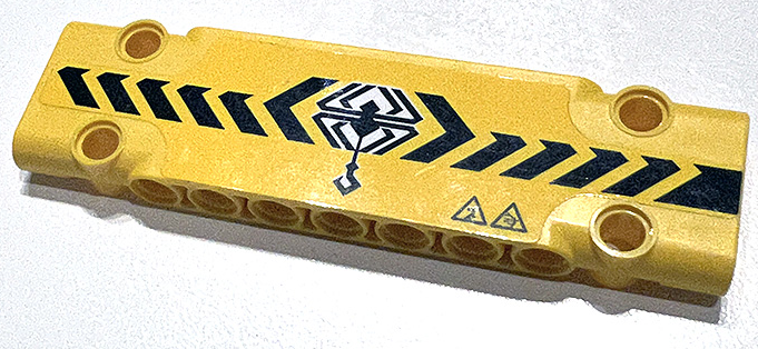 Technic, Panel Plate 3 x 11 x 1 with Black Danger Stripes, Crane Hook and Warning Triangles Pattern Model Left Side (Sticker) - Set 42097