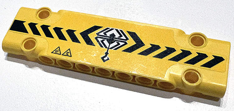 Technic, Panel Plate 3 x 11 x 1 with Black Danger Stripes, Crane Hook and Warning Triangles Pattern Model Right Side (Sticker) - Set 42097