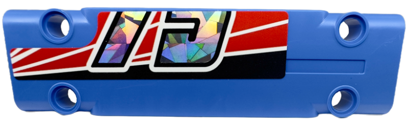 Technic, Panel Plate 3 x 11 x 1 with Partial Holographic Number 75 Bottom Half on Black, White and Red Stripes Pattern Model Left Side (Sticker) - Set 42153