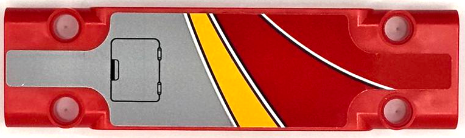 Technic, Panel Plate 3 x 11 x 1 with Bright Light Orange, Red and White Curved Stripes and Light Bluish Gray Hatch with Black Outline Pattern Model Left Side (Sticker) - Set 42098
