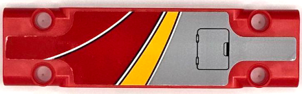 Technic, Panel Plate 3 x 11 x 1 with Bright Light Orange, Red and White Curved Stripes and Light Bluish Gray Hatch with Black Outline Pattern Model Right Side (Sticker) - Set 42098
