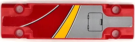 Technic, Panel Plate 3 x 11 x 1 with Bright Light Orange, Red and White Curved Stripes and Light Bluish Gray Hatch with Black Outline Pattern Model Right Side (Sticker) - Set 42098