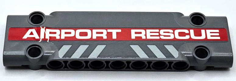 Technic, Panel Plate 3 x 11 x 1 with White 'AIRPORT RESCUE' on Red Stripe and Light Bluish Gray Danger Stripes Pattern (Sticker) - Set 42068