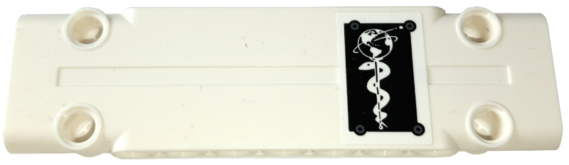 Technic, Panel Plate 3 x 11 x 1 with Earth and Rod of Asclepius Snake Logo on Black Background Pattern (Sticker) - Set 42158