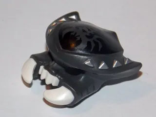 Minifigure, Headgear Mask Scorpion with Molded White Fangs and Pincers and Printed Silver Spikes and Black Scorpion Background Pattern