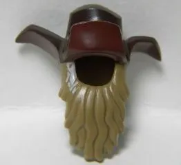 Minifigure, Hair Combo, Hair with Hat, Bushy with Beard Long with White at Temples and Hat with 3 Flaps Pattern