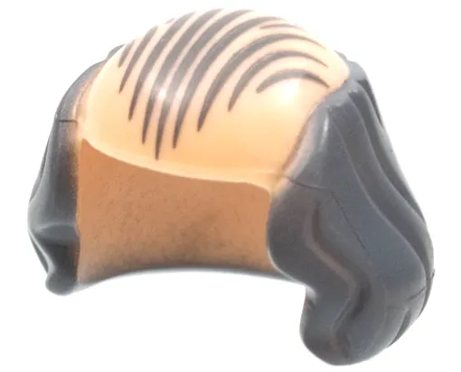 Minifigure, Hair Male Bald Top with Dark Bluish Gray Hair and Combed Back Hair Lines Pattern