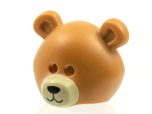 Minifigure, Headgear Mask Bear Rounded with Black Nose and Mouth, Tan Muzzle Pattern (BAM)