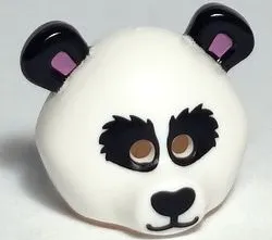Minifigure, Headgear Mask Bear Rounded with Panda Black Eye Patches, Ears, Nose, and Mouth, Medium Lavender Auricles Pattern (BAM)