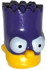 Minifigure, Head, Modified Simpsons Bart Simpson with Dark Purple Mask Pattern