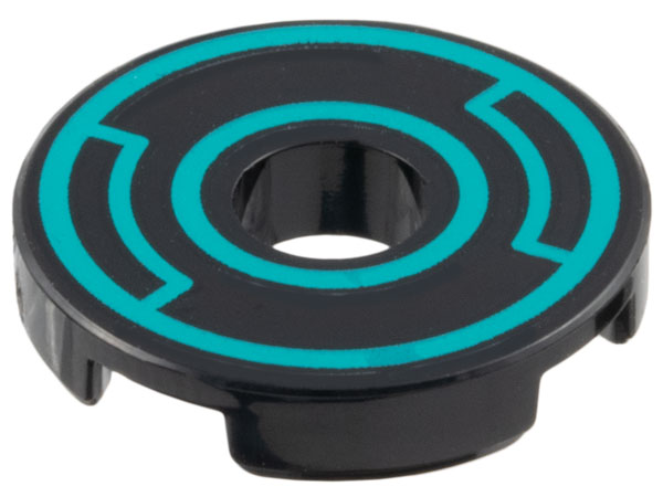 Tile, Round 2 x 2 with Hole with Dark Turquoise Concentric Circles with Insets Pattern