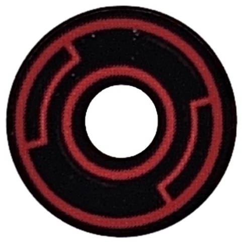 Tile, Round 2 x 2 with Hole with Red Concentric Circles with Insets Pattern