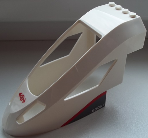 Train Front 6 x 14 x 7 1/3 with Red Train Logo on Front and Red Stripe and '60051' on Gray Background Pattern on Both Sides (Stickers) - Set 60051