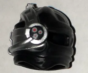 Minifigure, Headgear Ninjago Wrap with Silver Cyborg Eyepiece with One Red Dot on Bottom with Silver Outline Pattern