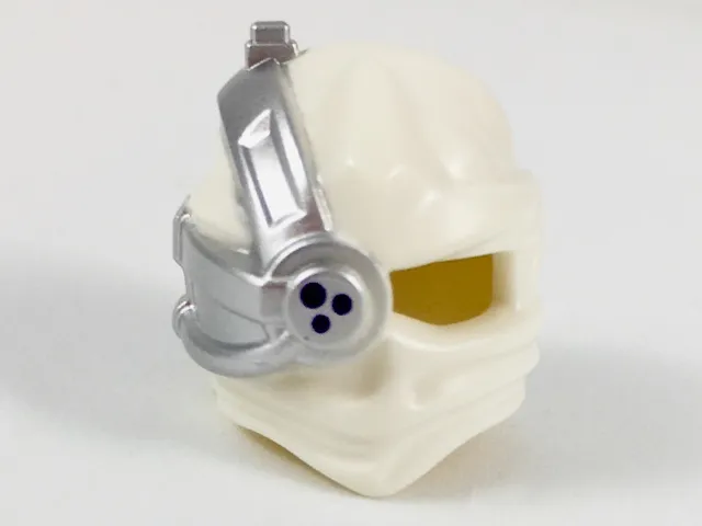 Minifigure, Headgear Ninjago Wrap with Silver Cyborg Eyepiece with Dark Purple Dots Pattern