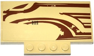 Slope, Curved 5 x 8 x 2/3 with 4 Studs with SW Wookiee Gunship Front Pattern Model Left Side (Sticker) - Set 75084