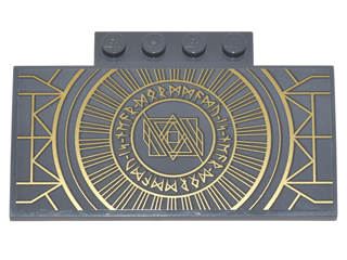 Slope, Curved 5 x 8 x 2/3 with 4 Studs with Geometric Lines, Large Circle, Runes and Diamond Shape Pattern (Sticker) - Set 76060