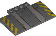 Slope, Curved 5 x 8 x 2/3 with 4 Studs with Ramp and Yellow Danger Stripes Pattern