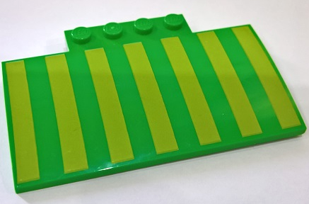 Slope, Curved 5 x 8 x 2/3 with 4 Studs with Lime Stripes Pattern