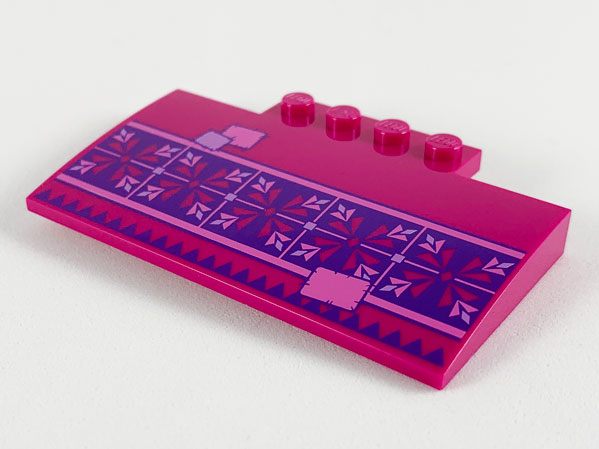 Slope, Curved 5 x 8 x 2/3 with 4 Studs with Dark Purple and Dark Pink Tiles, Lavender and Dark Pink Patches Pattern
