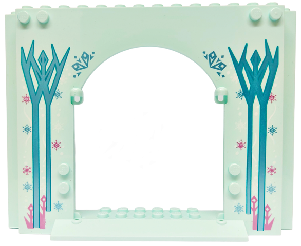 Panel 4 x 16 x 10 with Metallic Light Blue, Metallic Pink and White Ice Crystals, Snowflakes, Dots and Wavy Lines Pattern